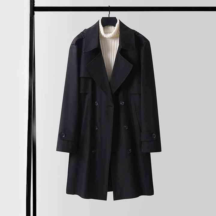 Dam modern kort kappa in trench stil med Double-Breasted knappslå och Epaulettes