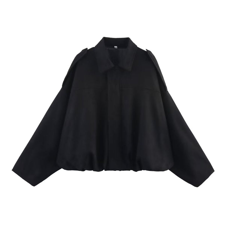 Dam kort Boxy jacka in oversize mocka look med Balloon fåll