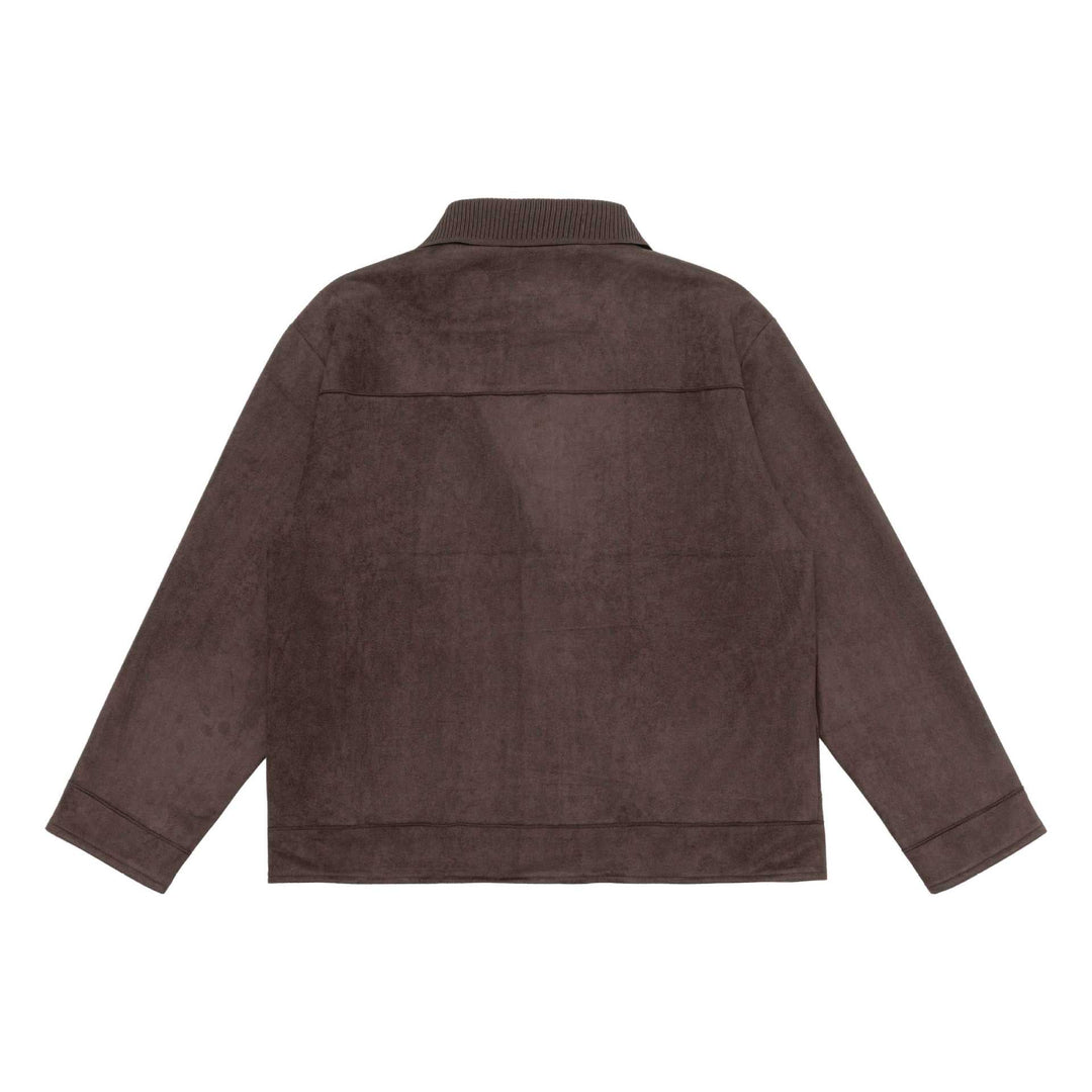 Herr overshirt jacka tillverkad av textured velour med ribbad krage