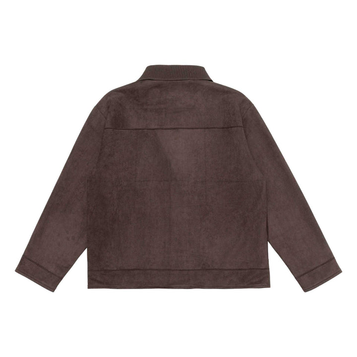 Herr overshirt jacka tillverkad av textured velour med ribbad krage