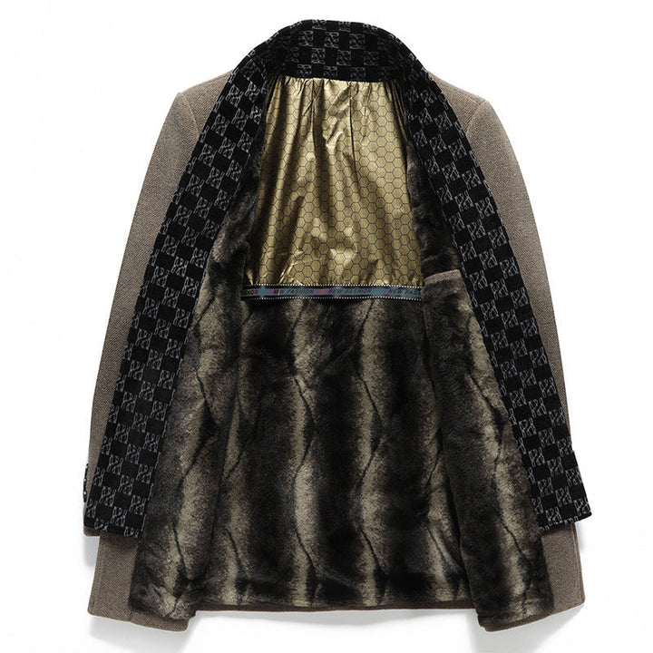 Herr Elegant Ull Blandning Overcoat med Uttagbar Quiltad Inre Jacka