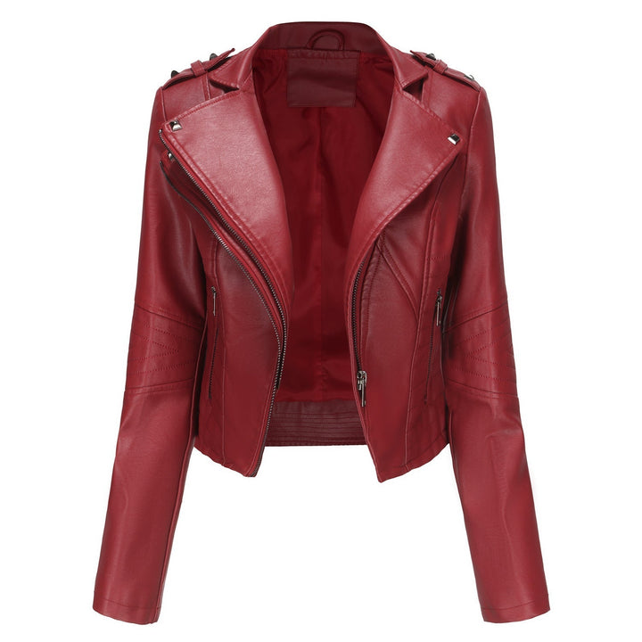 Dam Stilren Biker Jacka med Asymmetrical Dragkedja och Detail Sömmar