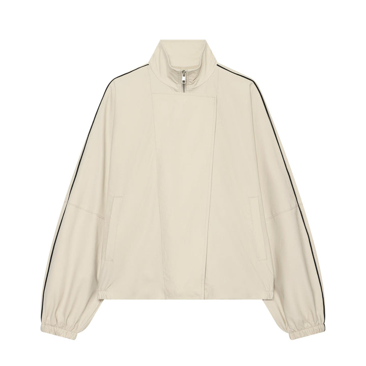 Dam Lätt Vadderad Windbreaker med Stå Krage och Prickig Prick Tryck