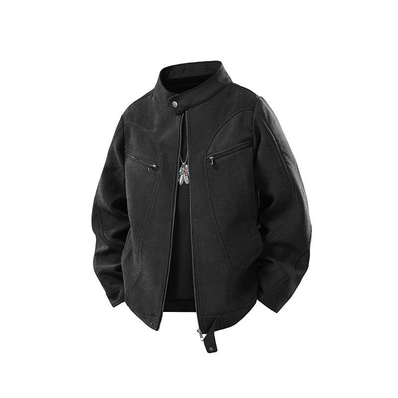 Herr Lässige Funktion‑Jacke med Ståkrage, Dragkedja och Brusttaschen