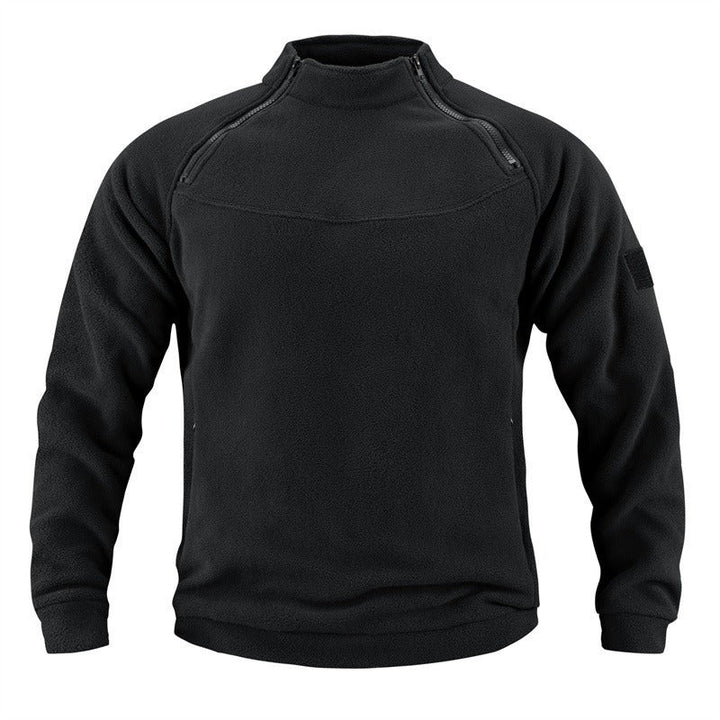 Herr Tactical Fleece Pullover med Axel Dragkedjor, Chin Guard, och Velcro Panel