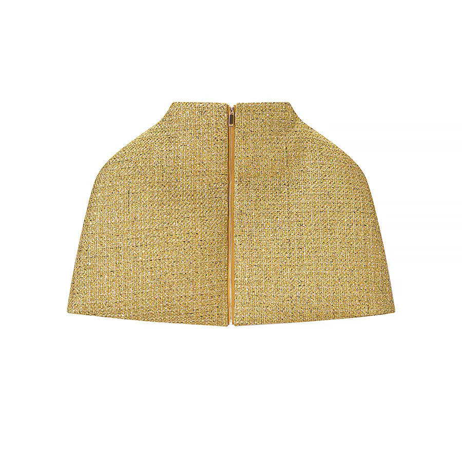 Dam kort axel cape med front dragkedja och structured bouclé look