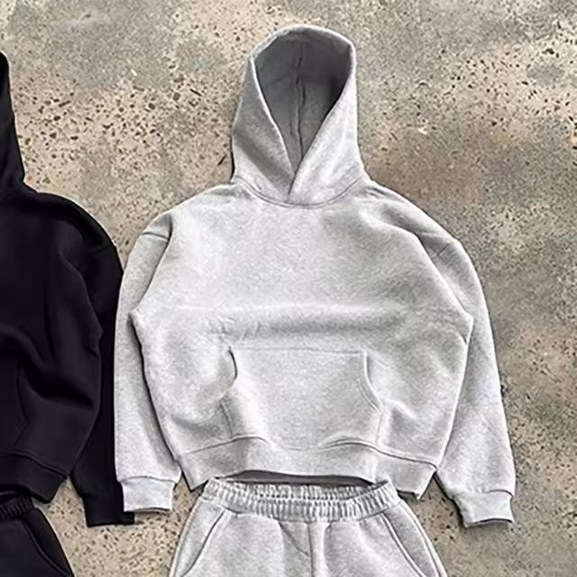 Herr Urban Boxig Luvtröja med Shortened Body, Drop Axel, och Mjuk Fleece Inner Foder