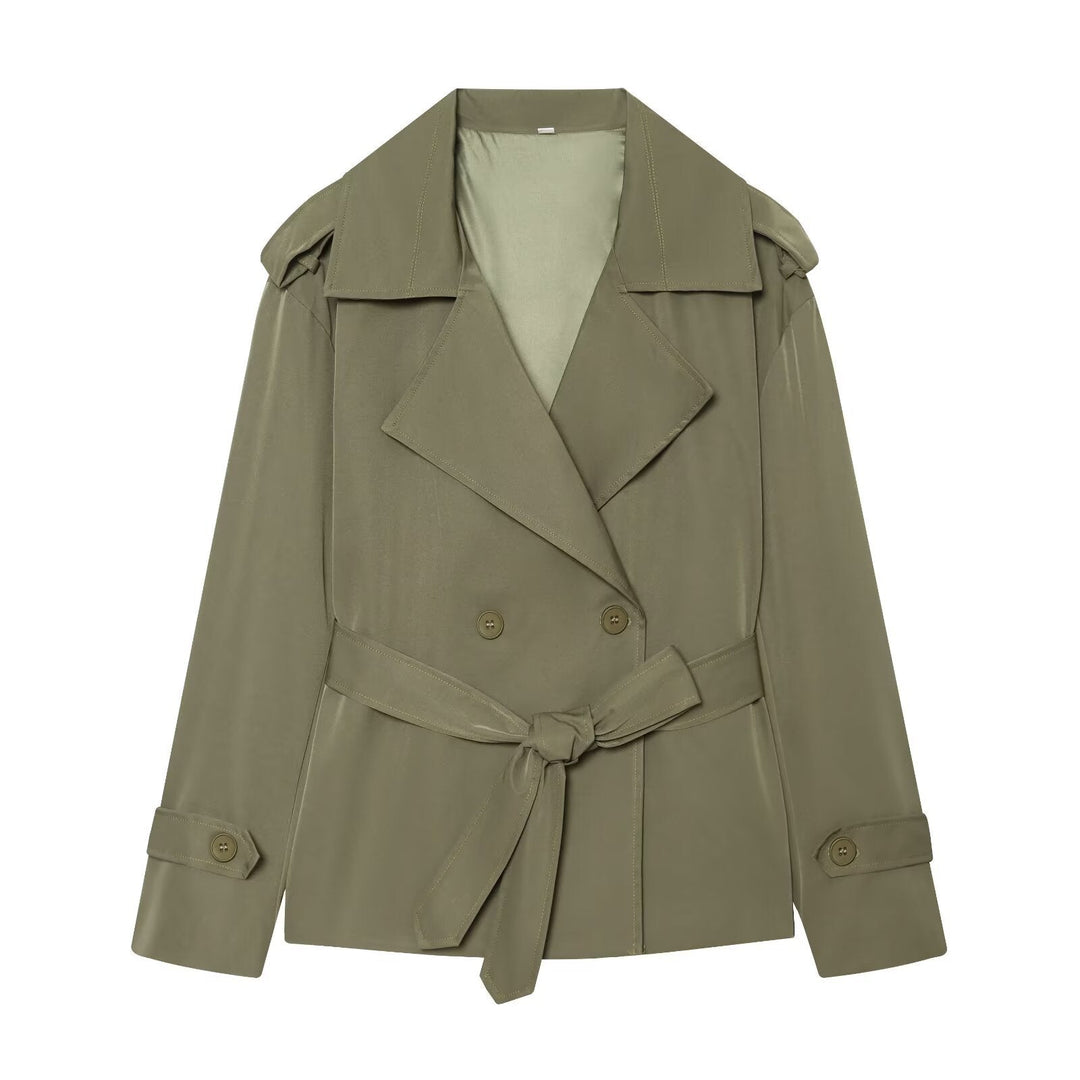 Dam Lightly Tailored Trenchcoat med Belt, Epaulettes och Satin Foder