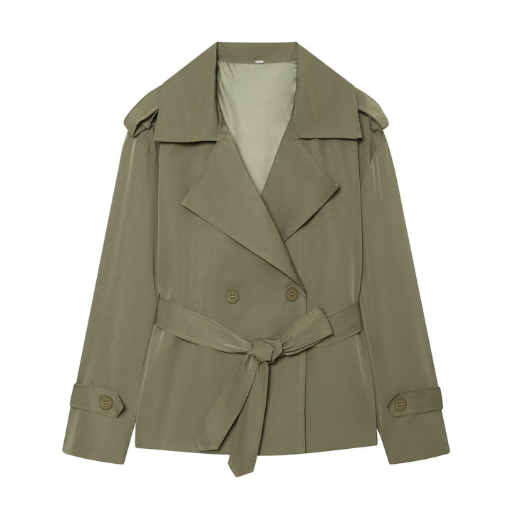 Dam Lightly Tailored Trenchcoat med Belt, Epaulettes och Satin Foder