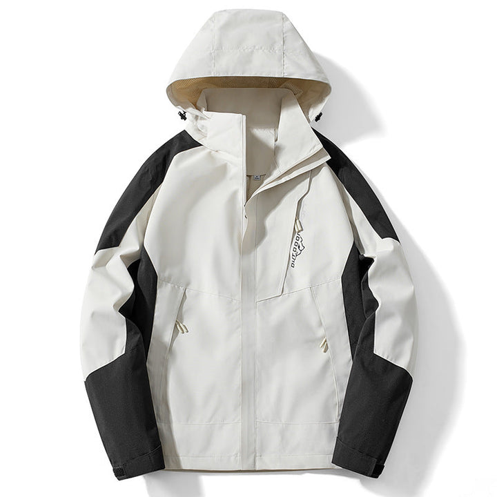 Herr Colorblock softshell Trekker Jacka med huva, dold dragkedjas och sidofickor