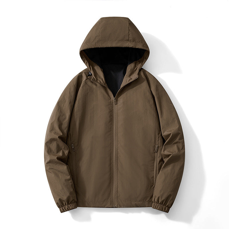 Herr Ultralight med huva Windbreaker med ventilerande meshfoder och dold dragkedja