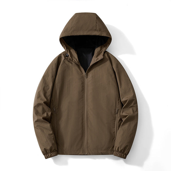 Herr Ultralight med huva Windbreaker med ventilerande meshfoder och dold dragkedja