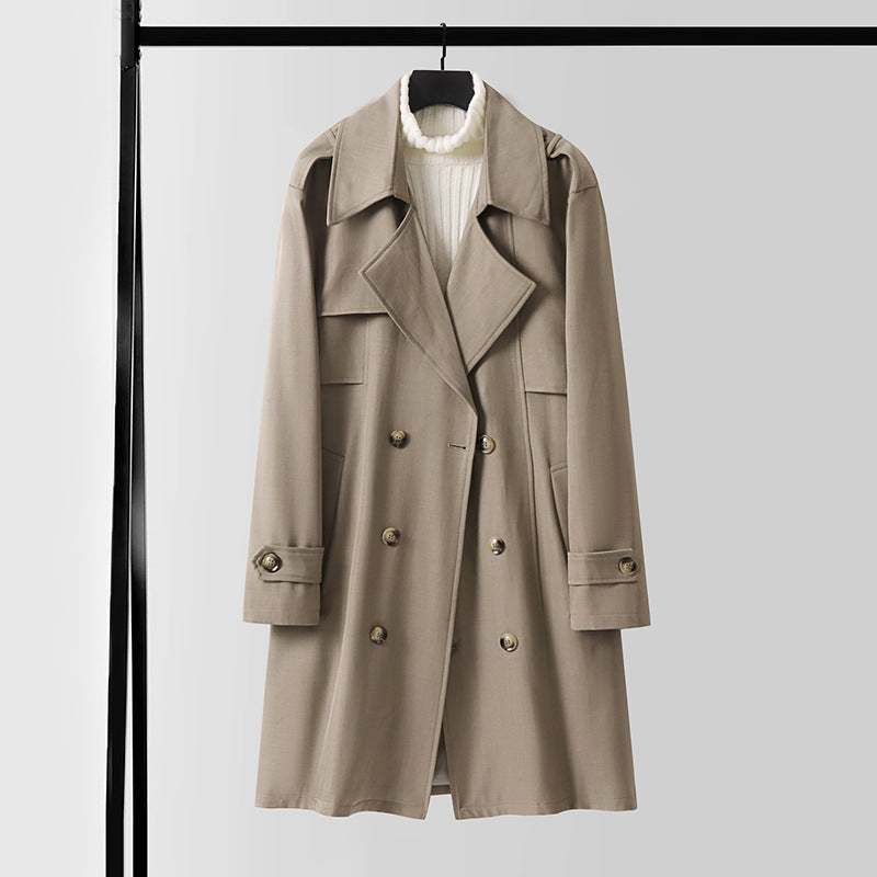 Dam modern kort kappa in trench stil med Double-Breasted knappslå och Epaulettes