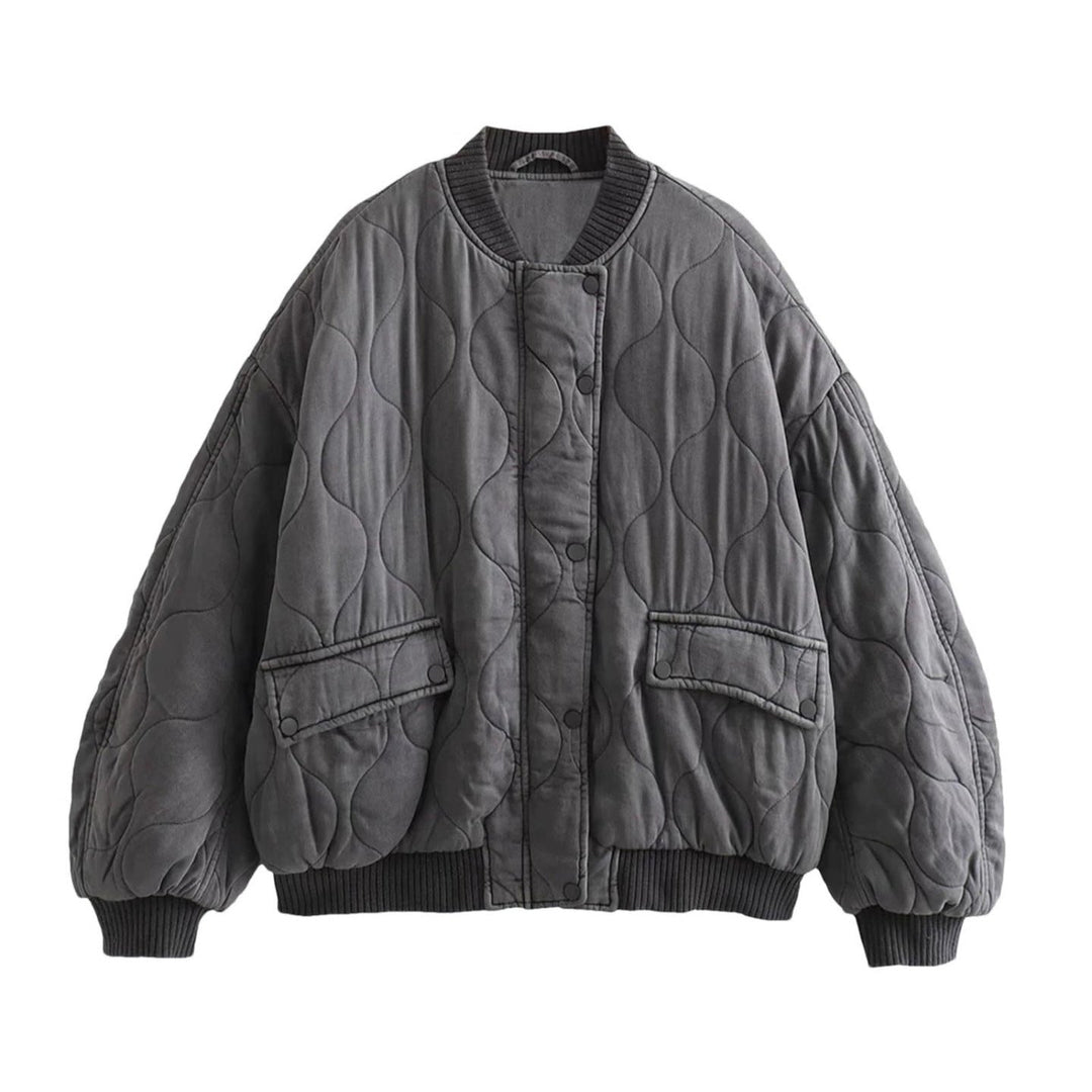 Dam oversized vadderad jacka med hög krage