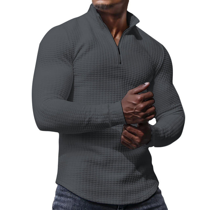 Herr Skräddarsydd Thermo Halv Dragkedja Pullover med Waffle Texture och Ståkrage