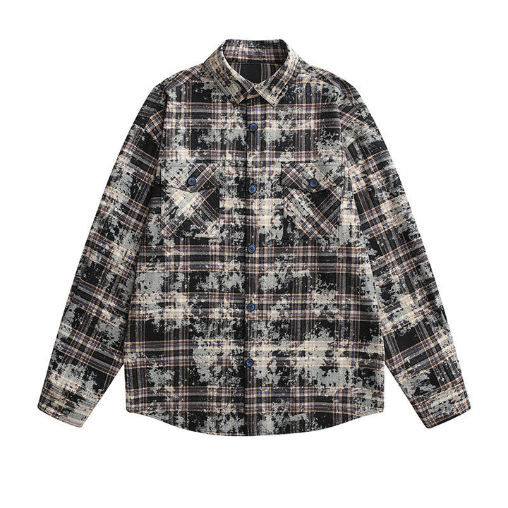 Dam oversize rutig skjortjacka med Vintage Effect och Breast fickor