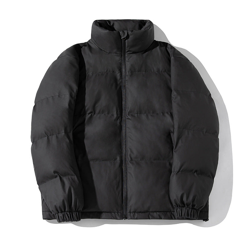 Unisex Vadderad Kort Jacka i Boxig Puffer Stil med Hög Stå Krage och Drawstring Nederkant