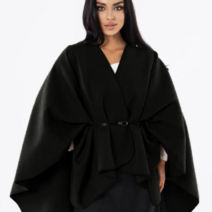 Dam oversized-capeponcho med Wrap look och V-Neck