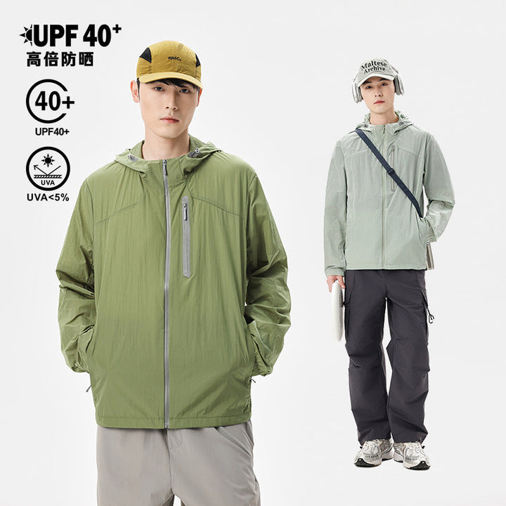 Herr Ultralätt Packbar Regn och Vind Jacka med Huva, Dold Bröstficka, och Vattenavvisande Skal