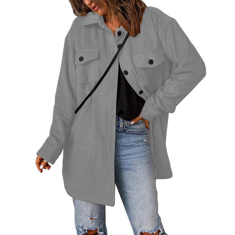 Dam Oversize Shirt jacka med Breast Flaps och lång skärning