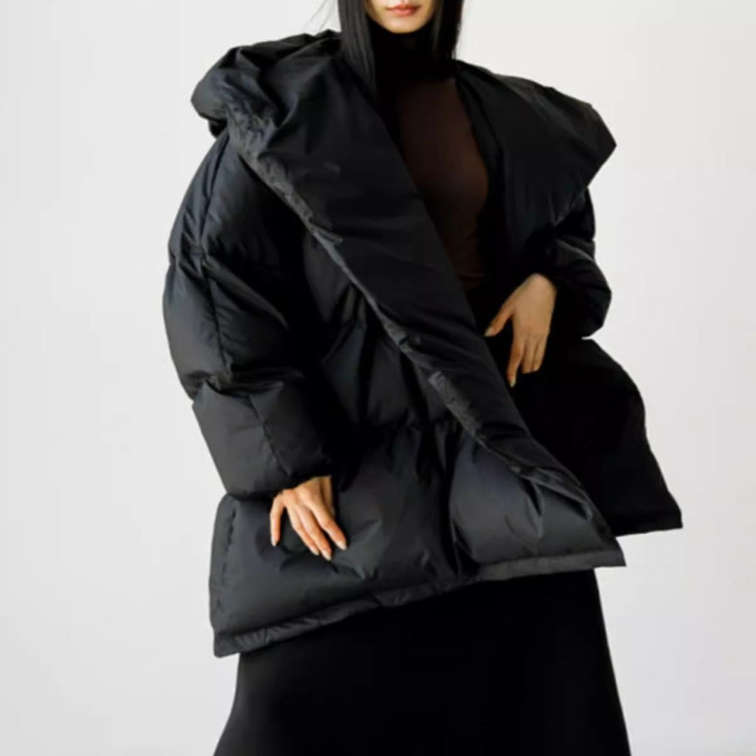Dam oversized vadderad vinterjacka med XXL huva och Drawstring Waistband