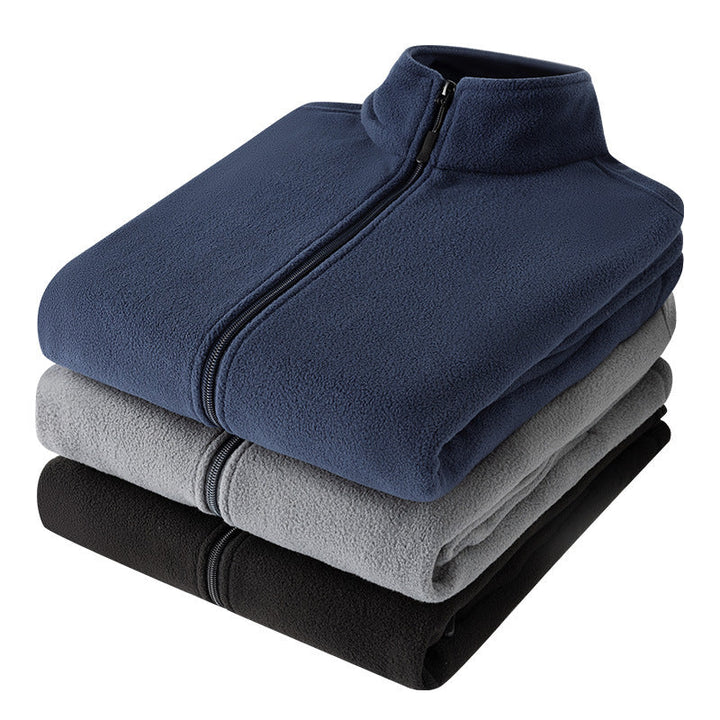 Unisex Lätt Fleece Dragkedja Jacka med Standing Krage, Elastic Muddar &amp; Clean Design