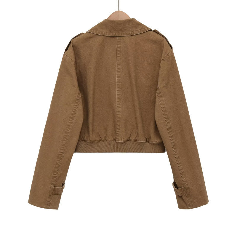Dam kort skärning Utility jacka in Field stil med vid Lapels och skräddad Waistband