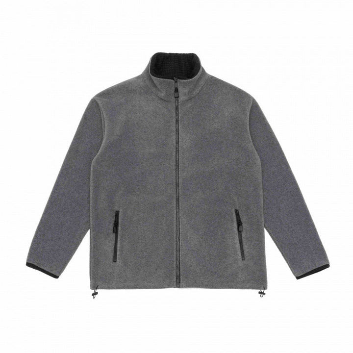 Herr fleece jacka med ståkrage, vindresistent microfleece och dragsko i fållen