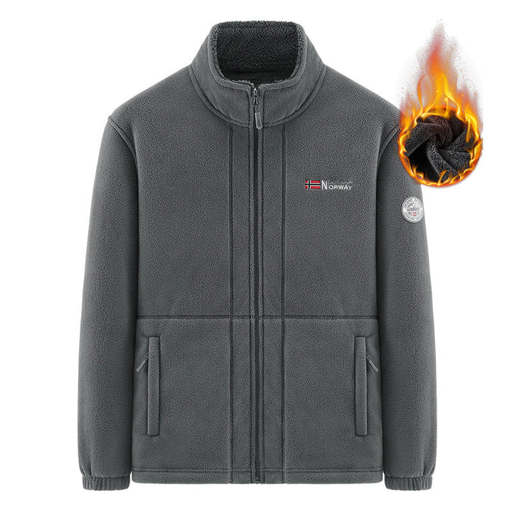 Herr Insulating Zip Fleece Jacka med Hög Krage och Mjuk Teddyfoder