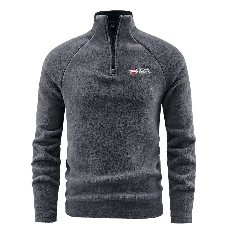 Herr Fleece Halv Dragkedja Pullover med Ståkrage och Andningsbar Thermofleece