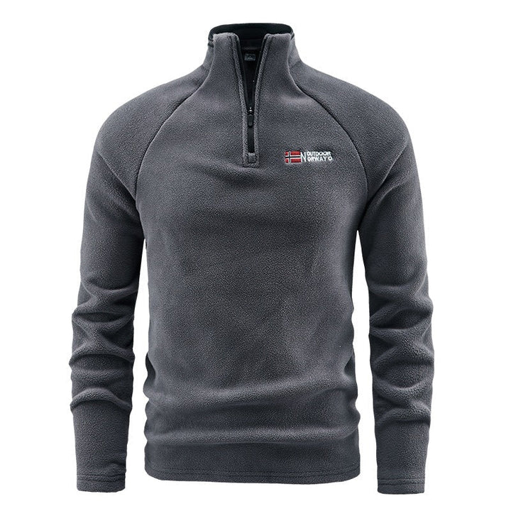 Herr Fleece Halv Dragkedja Pullover med Ståkrage och Andningsbar Thermofleece