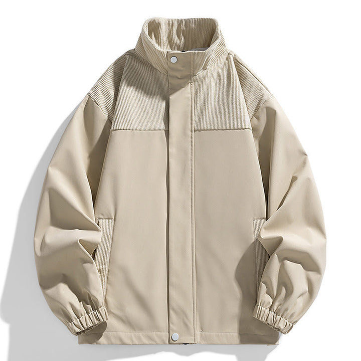 Dam oversize övergångsjacka med Cord Trim och Stand krage