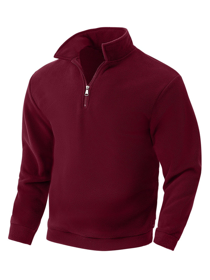 Herr Nano Fleece Halv Dragkedja Pullover med Ståkrage, Mjuk Teddy Fleece och Elastiska Muddar