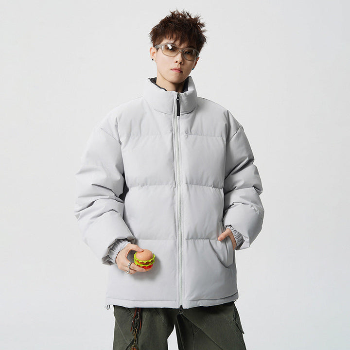 Herr Short Skärning Oversized Quiltad Jacka med Hög Krage