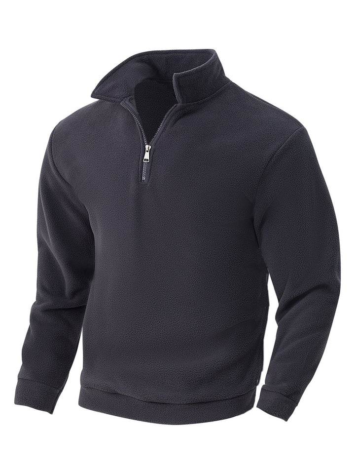 Herr Nano Fleece Halv Dragkedja Pullover med Ståkrage, Mjuk Teddy Fleece och Elastiska Muddar