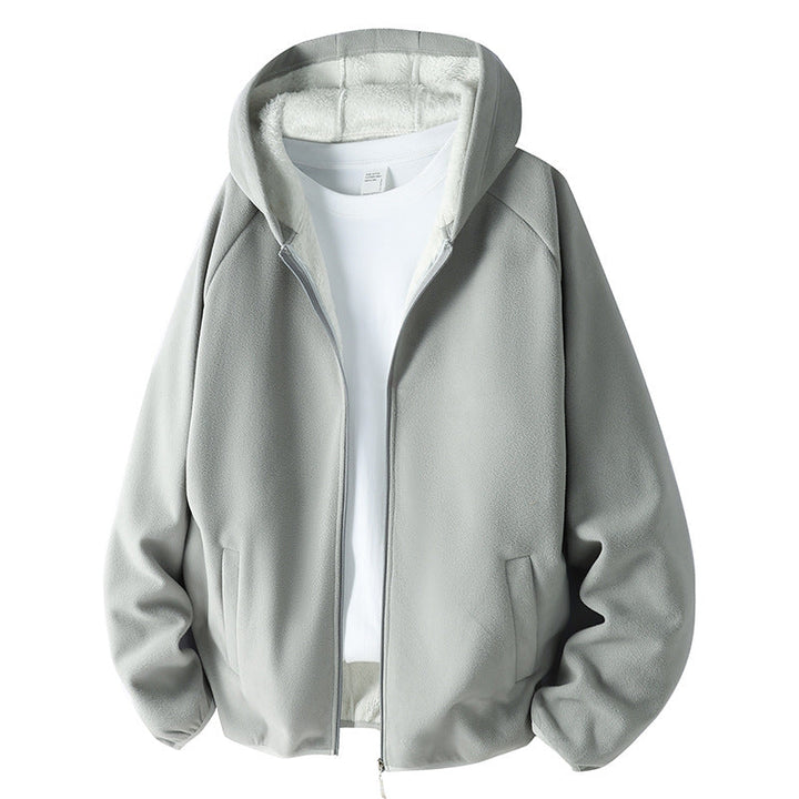 Unisex Fleecejacka med Teddy Foder och Huva