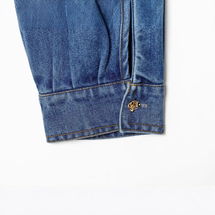 Dam oversize denim Pullover jacka med Half Placket