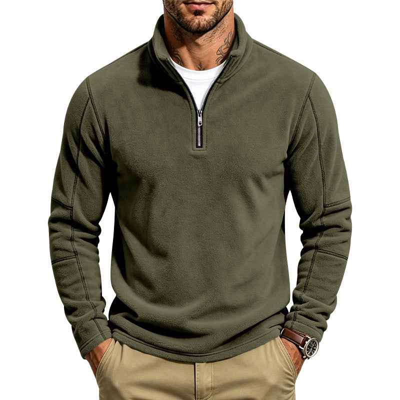 Herr Fleece Pullover med Kort Dragkedja och Ståkrage