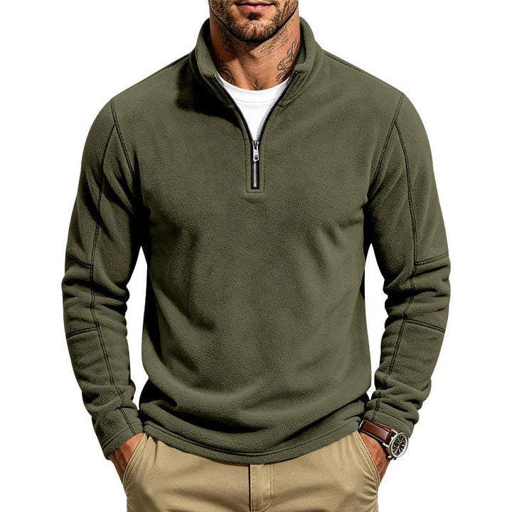Herr Fleece Pullover med Kort Dragkedja och Ståkrage