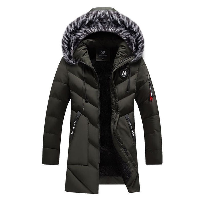 Herr Quiltad Thermo Parkas med Imitation Päls Huva och Fleecefoder