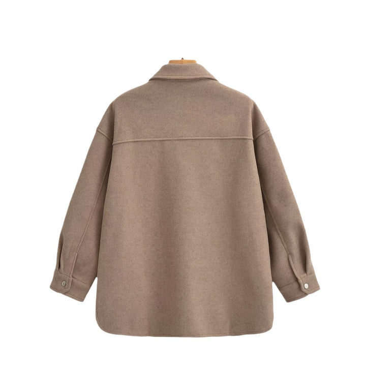 Dam oversize teddy skjortjacka med stängning med tryckknappars och Patch Breast fickor
