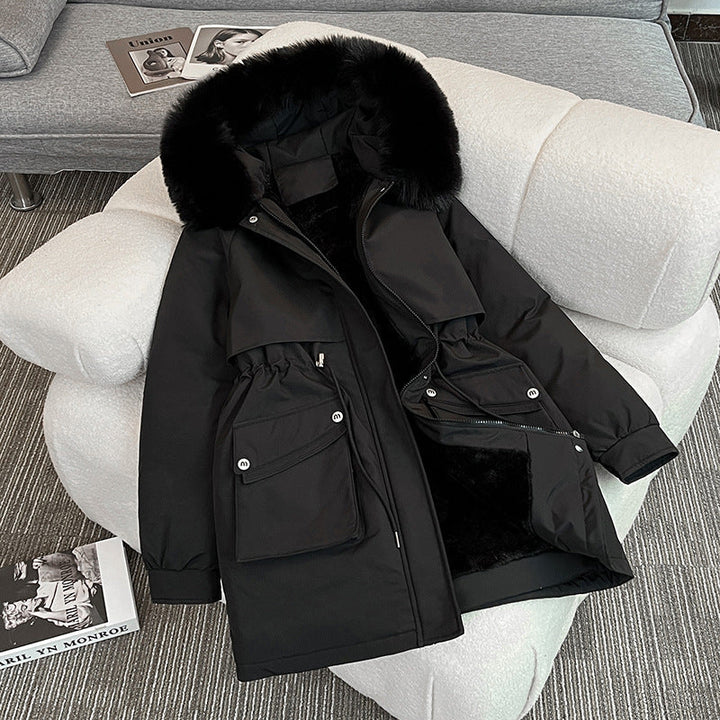 Dam modeable vinter parka med Cozy innerfoder och Praktisk Fickor