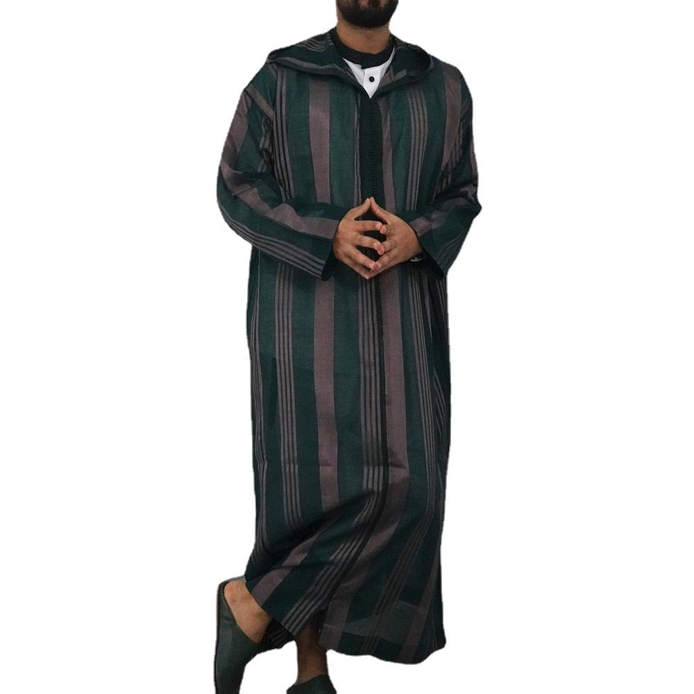 Herr Smal Luvtröja Robe med Vertical Rand Structure Dragkedja och Side Slits