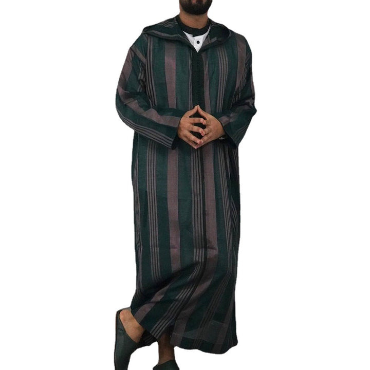 Herr Smal Luvtröja Robe med Vertical Rand Structure Dragkedja och Side Slits