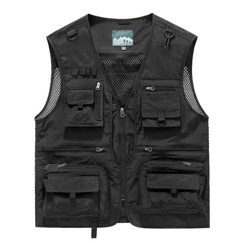 Unisex Multi-pocket utilityväst med Mesh Inserts och Front dragkedja