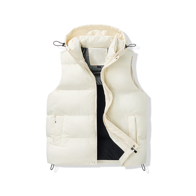 Unisex vadderad Hooded väst med Thermal Insulation och Drawstring