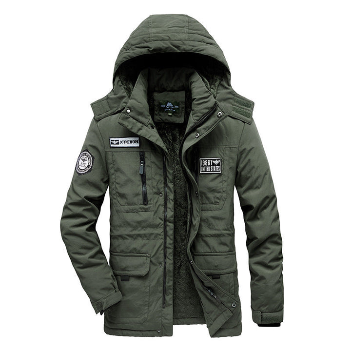 Herr Vadderad Fält Parka med Huva, Cozy Teddyfoder och Tactical Multi-Pockets
