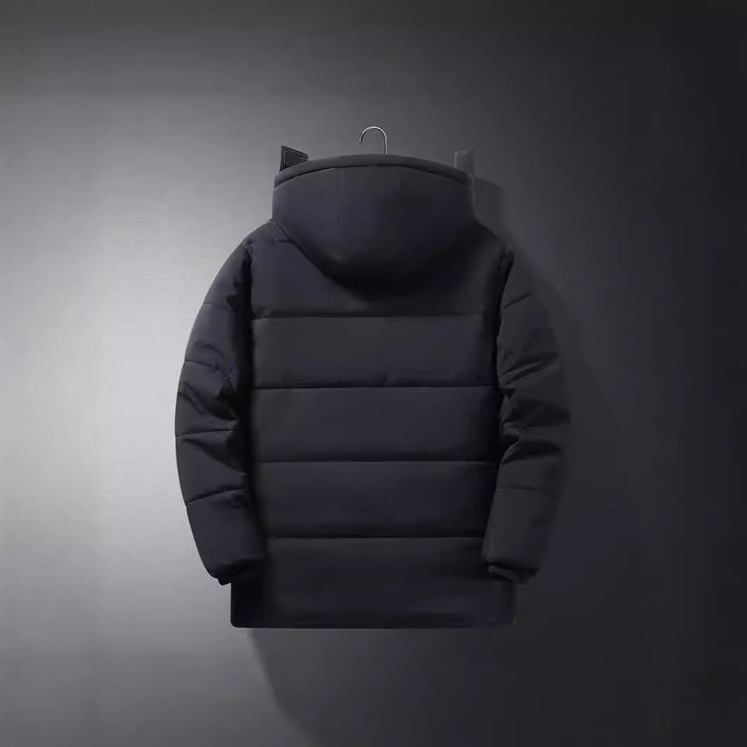 Herr Short Parka med Quiltad Termisk Foder, Huva Attachment, och Multifunctional Lock Fickor