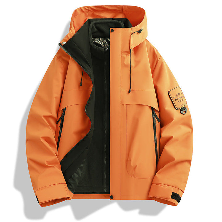 Herr modular vattentät utomhusjacka med avtagbar fleece inner jacka och justerbar huva