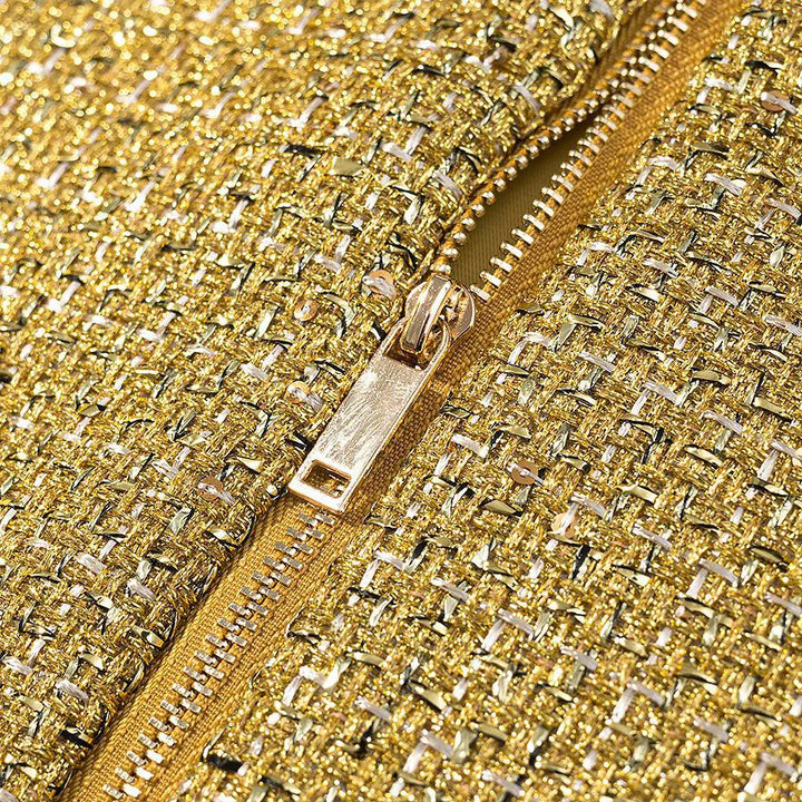 Dam kort axel cape med front dragkedja och structured bouclé look